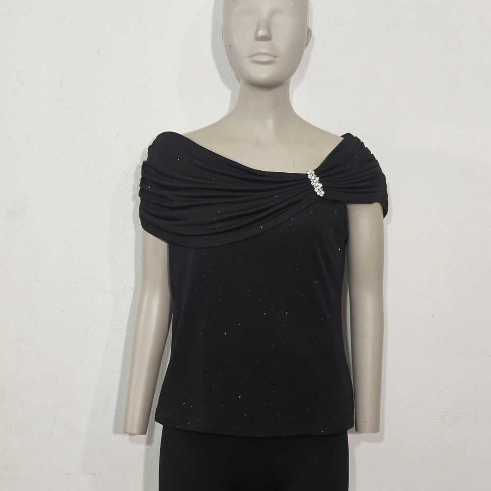 Xscape Black Off-Shoulder Blouse with Embellishment - Picture 2 of 15